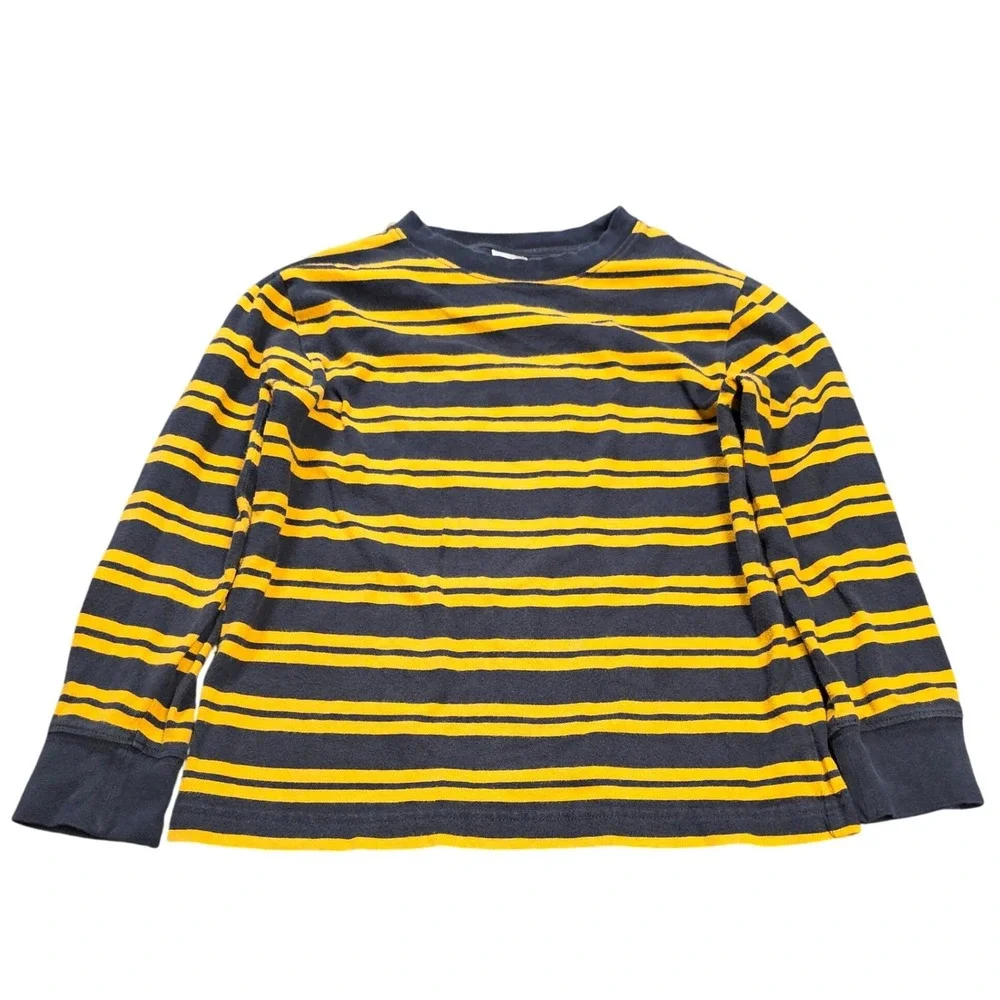 Gymboree Long Sleeve Striped T-Shirt Boy's Size 6 Navy‎ Blue Yellow 100% Cotton